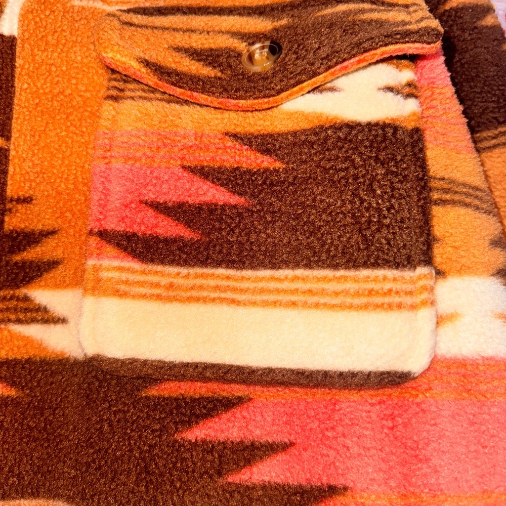 Thread & Supply Orange and Brown Patterned Teddy Jacket - Picture 3 of 5